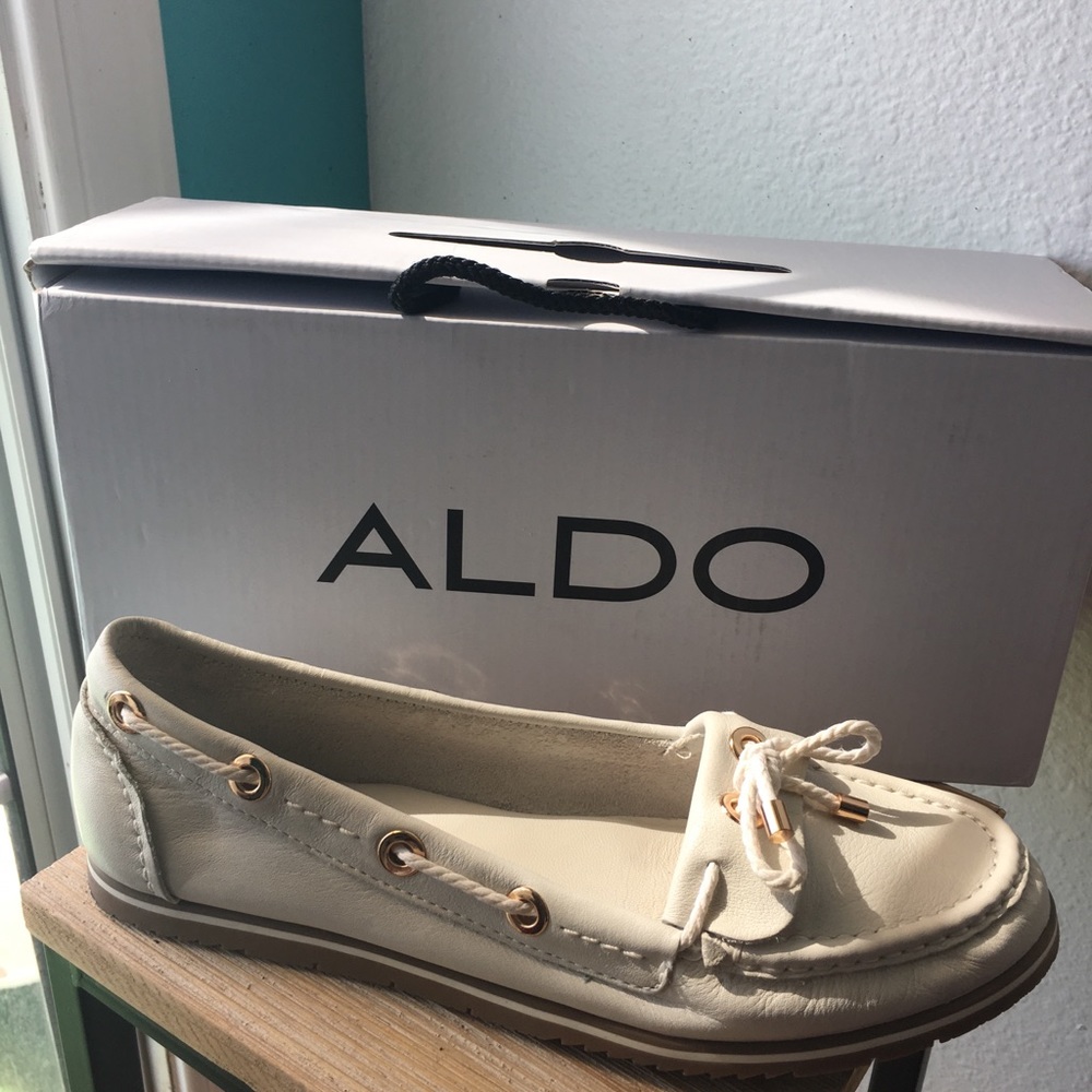 White Leather Flats